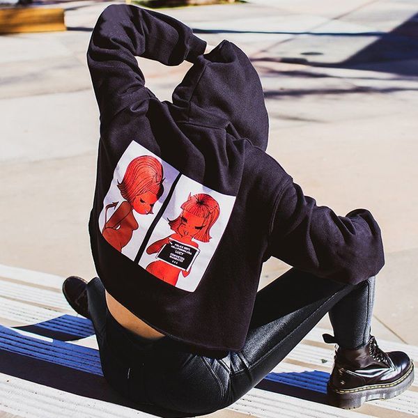 black hooded funny printed drawstring hoodies cotton autumn long sleeve cool women casual streetwear sweatshirt fashion, White
black hooded funny printed drawstring hoodies cotton autumn long sleeve cool women casual streetwear sweatshirt fashion, White