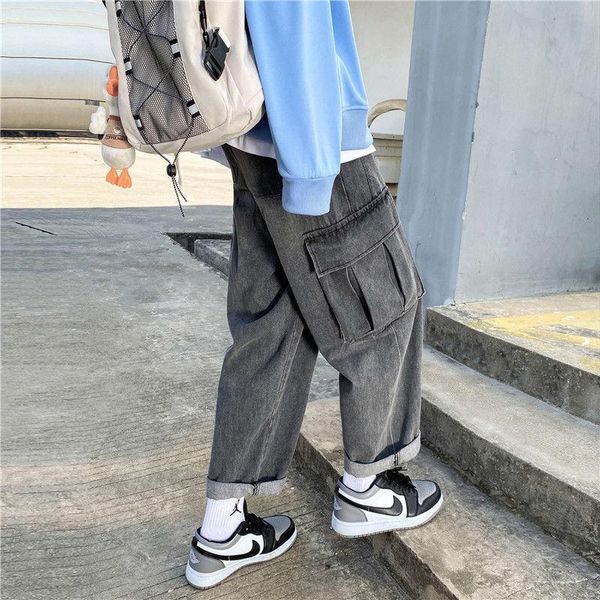 men's denim cargo pants korean fashion oversized loose harajuku streetwear straight leg pants wide leg men's casual, Blue
men's denim cargo pants korean fashion oversized loose harajuku streetwear straight leg pants wide leg men's casual, Blue