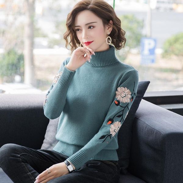 women's sweaters autumn winter women warm embroidery flowers sweater lady long sleeve turtleneck knitted floral pullovers, White;black
women's sweaters autumn winter women warm embroidery flowers sweater lady long sleeve turtleneck knitted floral pullovers, White;black