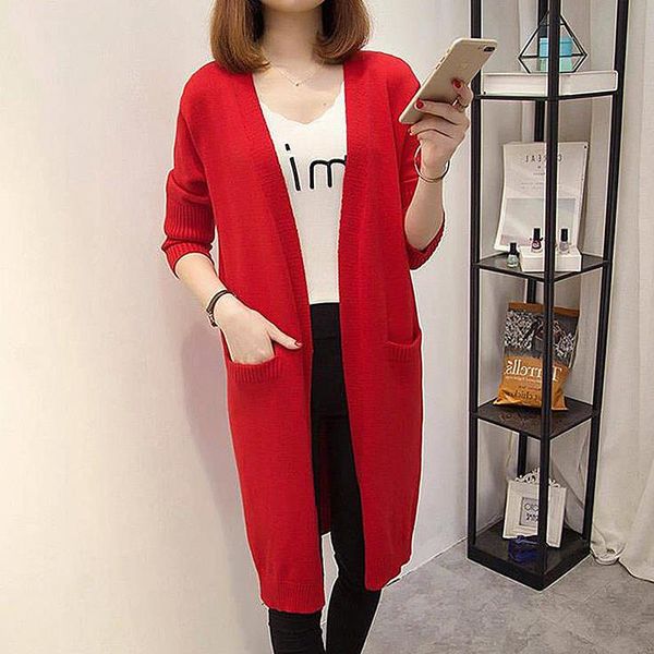 women's knits & tees korean pocket stitching sweater cardigan autumn and winter long-sleeved knitted loose femmel mid-length outsweater, White
women's knits & tees korean pocket stitching sweater cardigan autumn and winter long-sleeved knitted loose femmel mid-length outsweater, White