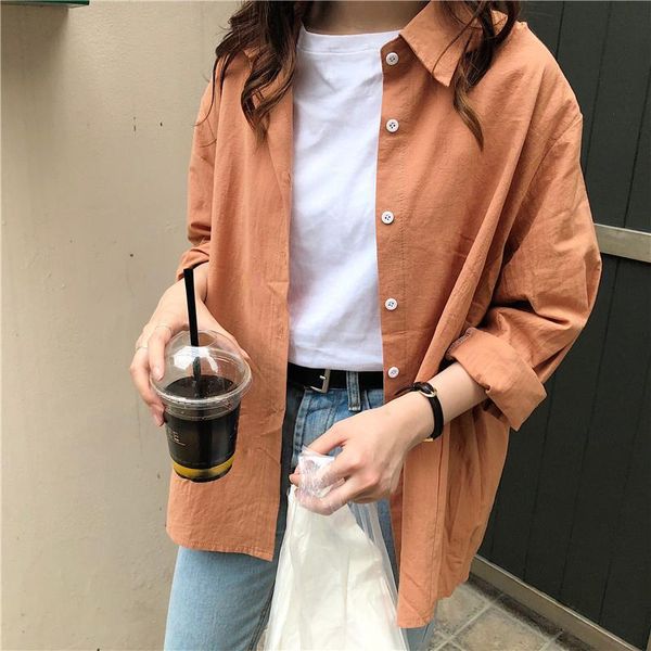 women's blouses & shirts solid long sleeve turn-down collar women korean fashion clothing spring autumn hipster casual loose ins, White
women's blouses & shirts solid long sleeve turn-down collar women korean fashion clothing spring autumn hipster casual loose ins, White