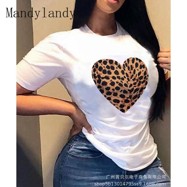 women's t-shirt mandylandy summer fashion short sleeve o-neck casual heart leopard print printed loose, White
women's t-shirt mandylandy summer fashion short sleeve o-neck casual heart leopard print printed loose, White