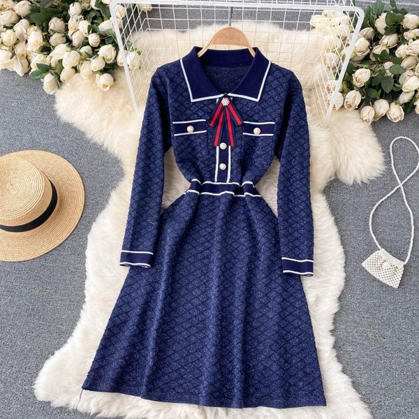 casual dresses amolapha women vintage turn-down collar long sleeve bow button shiny knitting a-line dress, Black;gray
casual dresses amolapha women vintage turn-down collar long sleeve bow button shiny knitting a-line dress, Black;gray