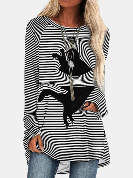 women's t-shirt cute cat striped 3d printing long sleeved t shirt spring autumn loose o neck large size medium and ladies tee, White
women's t-shirt cute cat striped 3d printing long sleeved t shirt spring autumn loose o neck large size medium and ladies tee, White