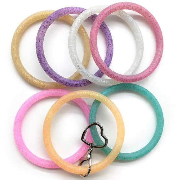 2021 new trend colorful glitter silicone bangle key ring wrist keychain bracelet round key rings large o cute keyring products, Silver
2021 new trend colorful glitter silicone bangle key ring wrist keychain bracelet round key rings large o cute keyring products, Silver