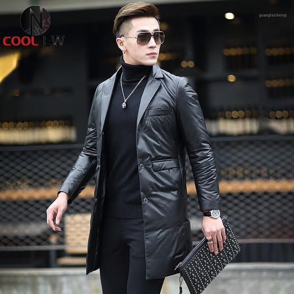 men's leather & faux brand real down coat men business casual lapel slim sheepskin jacket winter streetwear warm single breasted outwea, Black
men's leather & faux brand real down coat men business casual lapel slim sheepskin jacket winter streetwear warm single breasted outwea, Black