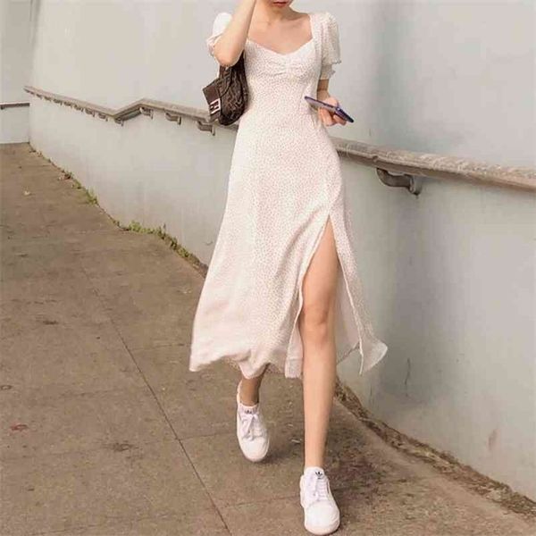 midi dres a-line vintage short puff sleeve summer woman dot print split long chiffon square collar boho vestidos 210623, Black;gray
midi dres a-line vintage short puff sleeve summer woman dot print split long chiffon square collar boho vestidos 210623, Black;gray