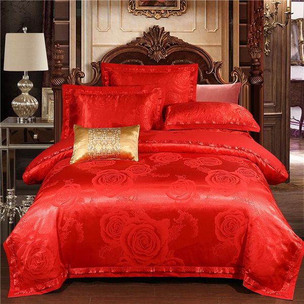 bedding sets 4/pcs red rose jacquard satin cotton set king luxury wedding duvet cover bed sheet bedclothes home textile
bedding sets 4/pcs red rose jacquard satin cotton set king luxury wedding duvet cover bed sheet bedclothes home textile