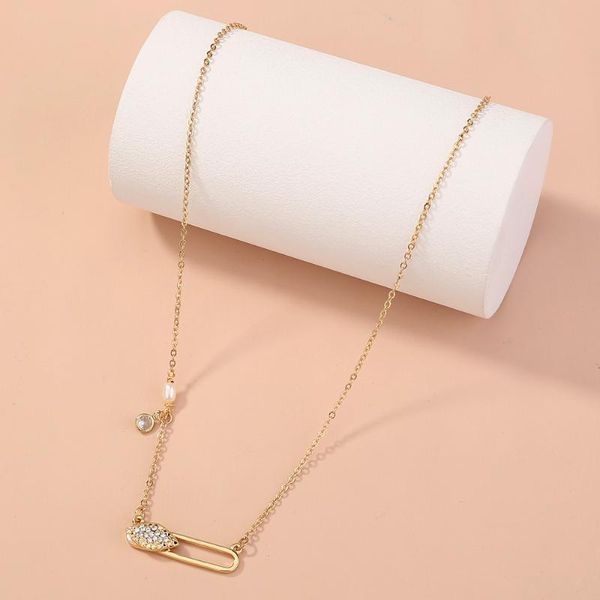 chains paper clip shaped pendant necklace for women unique hollow out zircon pin collarbone chain gift fashion jewelry, Silver
chains paper clip shaped pendant necklace for women unique hollow out zircon pin collarbone chain gift fashion jewelry, Silver