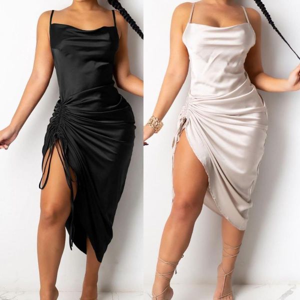 casual dresses slit sling dress women summer sleeveless backless halter solid stain party high waist female, Black;gray
casual dresses slit sling dress women summer sleeveless backless halter solid stain party high waist female, Black;gray