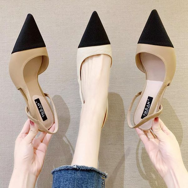 sandals elastic band 2021 women's strappy heels shoes closed toe all-match slip-on new pointed comfort high stiletto, Black
sandals elastic band 2021 women's strappy heels shoes closed toe all-match slip-on new pointed comfort high stiletto, Black