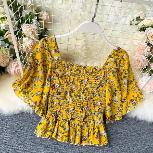 women's blouses & shirts chiffon print shirt summer 2021 korean retro square collar foreign ruffled flying sleeve short floral ml1017, White
women's blouses & shirts chiffon print shirt summer 2021 korean retro square collar foreign ruffled flying sleeve short floral ml1017, White