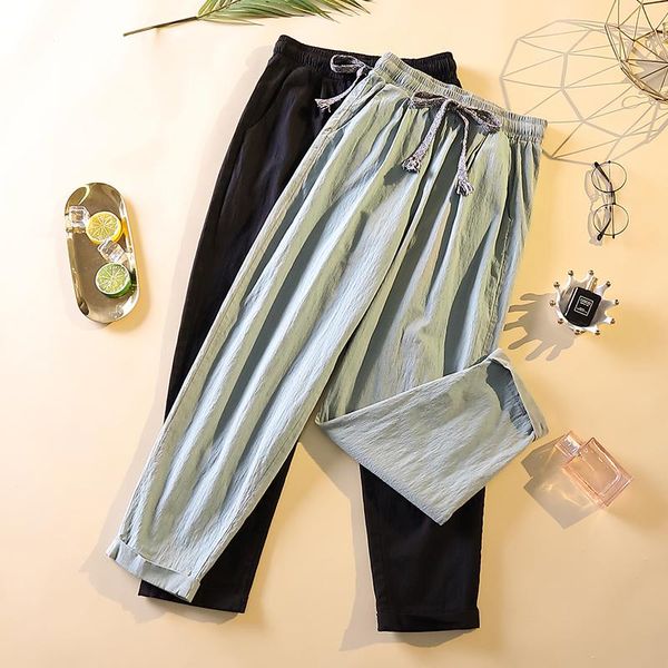 women's pants & capris 2021 arrival summer korean style women cotton linen ankle-length casual loose elastic waist harem w553, Black;white
women's pants & capris 2021 arrival summer korean style women cotton linen ankle-length casual loose elastic waist harem w553, Black;white