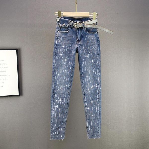 women's jeans drilling fashion 2021 spring summer high waist pencil pants streetwear women casual denim trousers, Blue
women's jeans drilling fashion 2021 spring summer high waist pencil pants streetwear women casual denim trousers, Blue