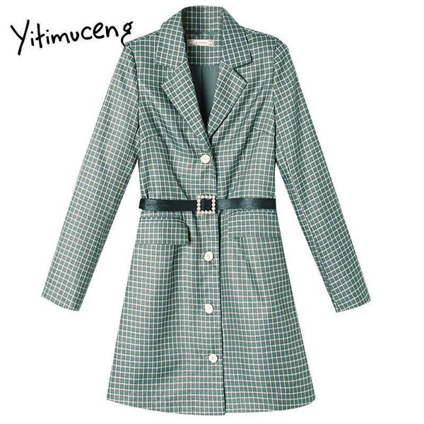 yitimuceng plaid sashes vintage dresses for women a-line mini spring notched single breasted long sleeve office lady 210601, Black;gray
yitimuceng plaid sashes vintage dresses for women a-line mini spring notched single breasted long sleeve office lady 210601, Black;gray