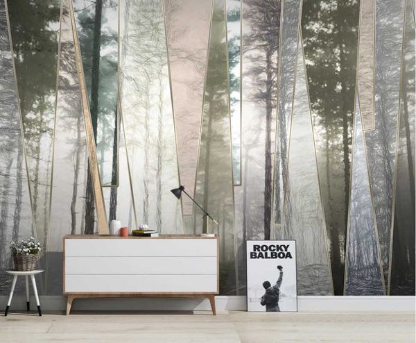 custom mural wallpaper 3d nordic hand-painted forest landscape geometric lines simple tv background wall mural
custom mural wallpaper 3d nordic hand-painted forest landscape geometric lines simple tv background wall mural