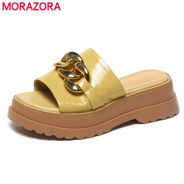slippers morazora plus size 34-42 genuine leather women shoes chain platform female mules fashion handmade casual shoe, Black
slippers morazora plus size 34-42 genuine leather women shoes chain platform female mules fashion handmade casual shoe, Black
