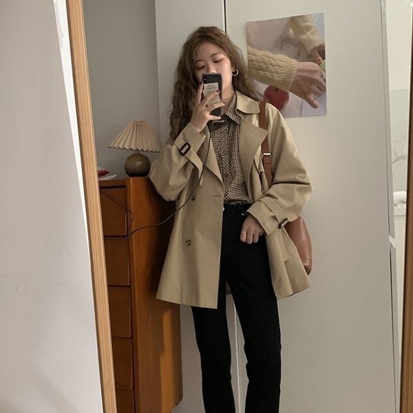 khaki women's 2021 new british style in spring autumn this year, short and small windbreaker coats are popular, Black
khaki women's 2021 new british style in spring autumn this year, short and small windbreaker coats are popular, Black