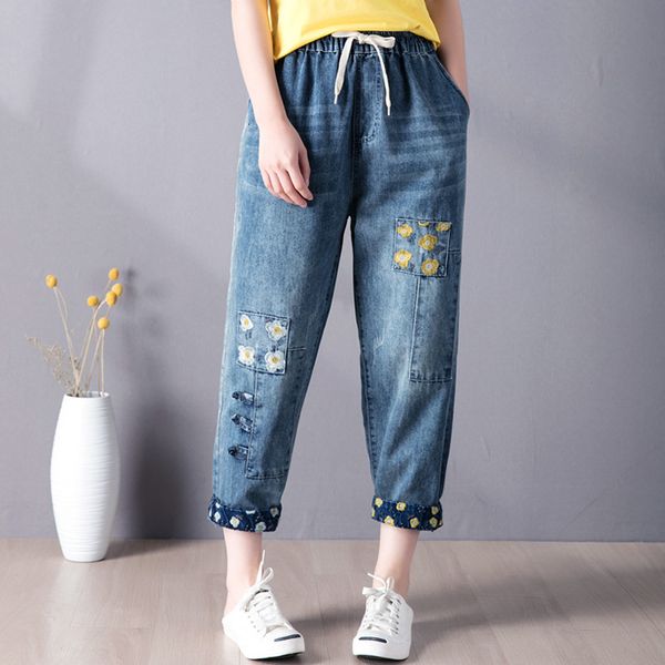 2021 new women summer fashion elastic high waist floral embroidery patchwork retro blue ankle length denim pant female casual ha9p
2021 new women summer fashion elastic high waist floral embroidery patchwork retro blue ankle length denim pant female casual ha9p