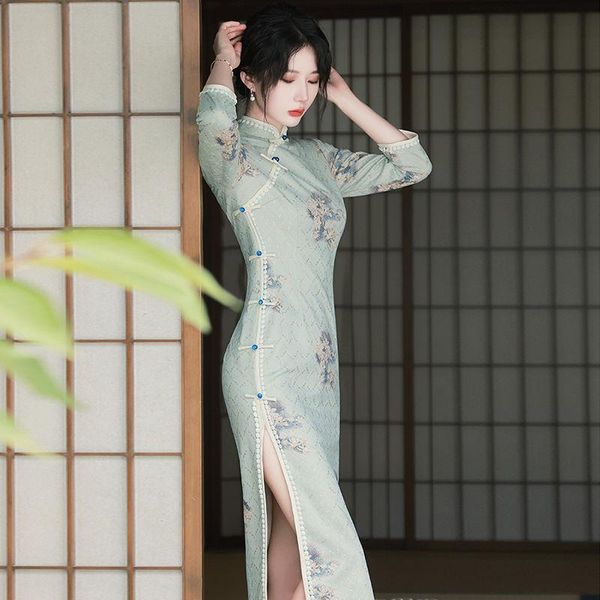 ethnic clothing cheongsam 2022 autumn and winter girls retro elegant improved dress chinese style long sleeve everyday long., Red
ethnic clothing cheongsam 2022 autumn and winter girls retro elegant improved dress chinese style long sleeve everyday long., Red