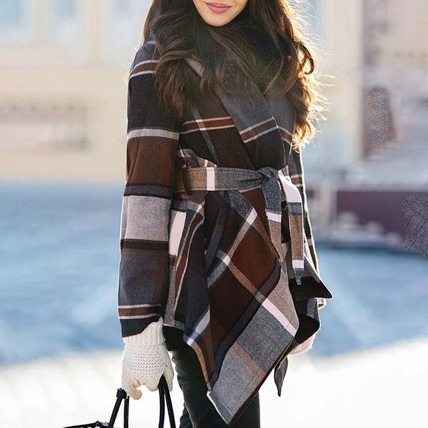 women's trench coats plaid coat winter jackets 2021 blazers fashion wool vintage belt long female elegant office women outwears, Tan;black
women's trench coats plaid coat winter jackets 2021 blazers fashion wool vintage belt long female elegant office women outwears, Tan;black