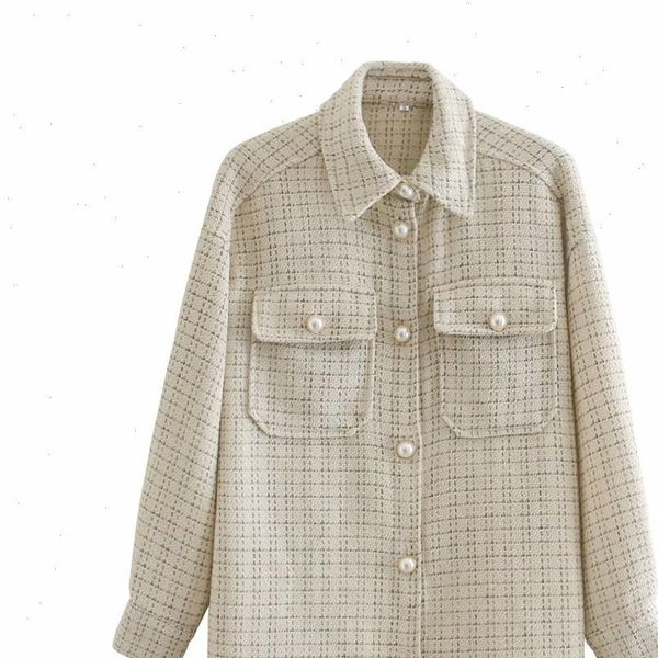 2021 fall womens new lapel long sleeve tweed small fragrant style jewelry button jacket fashion beige plaid shirt, White
2021 fall womens new lapel long sleeve tweed small fragrant style jewelry button jacket fashion beige plaid shirt, White