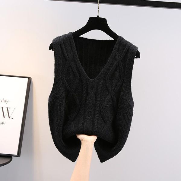 women's sweaters v-neck knitted vest women wear spring and autumn fashion leisure loose thin versatile sweater top, White;black
women's sweaters v-neck knitted vest women wear spring and autumn fashion leisure loose thin versatile sweater top, White;black