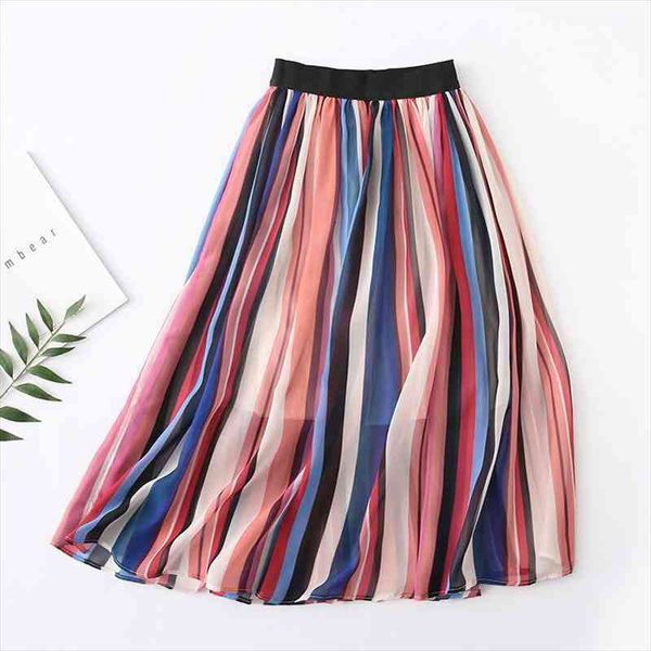 summer chiffon multicolor rainbow printed womens skirt striped a-line elegant mid waist ankle length beach m95, Black
summer chiffon multicolor rainbow printed womens skirt striped a-line elegant mid waist ankle length beach m95, Black