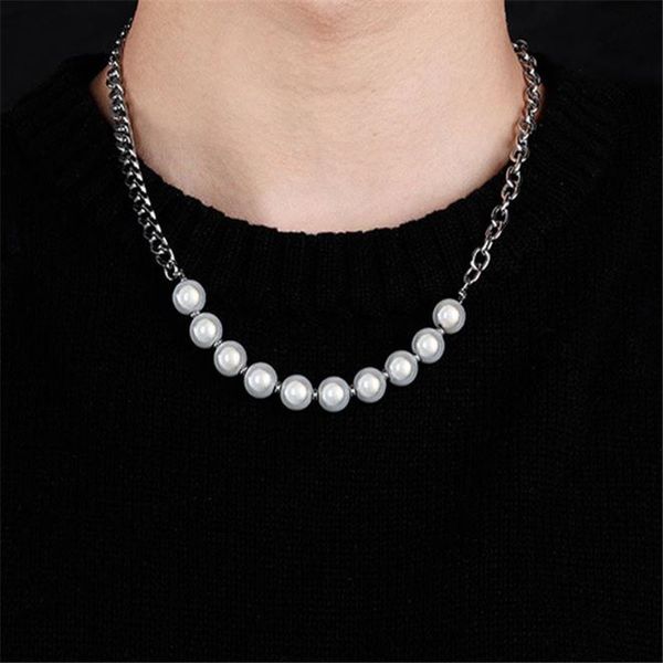chaopai reflective pearl mosaic necklace, niche design, titanium steel necklace, male, Silver
chaopai reflective pearl mosaic necklace, niche design, titanium steel necklace, male, Silver