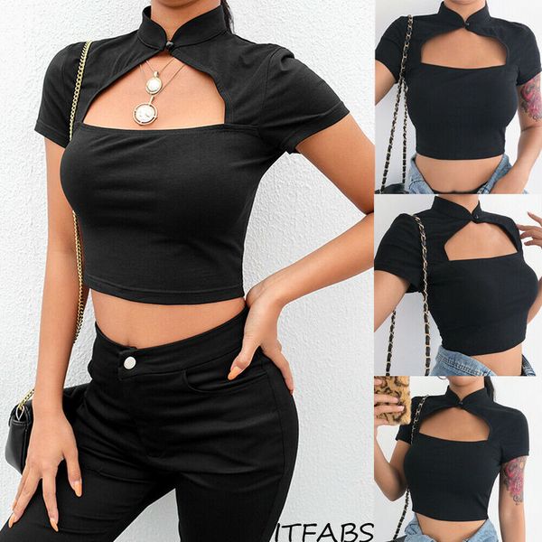 women summer cats t-shirts short mouths coltrui hollow effen colour crop shirt 2021 new, White
women summer cats t-shirts short mouths coltrui hollow effen colour crop shirt 2021 new, White