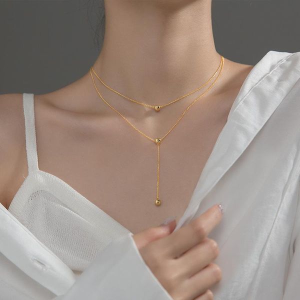 chains solid 925 sterling silver layered necklaces for women y beads korean fashion jewelry 2021 drop
chains solid 925 sterling silver layered necklaces for women y beads korean fashion jewelry 2021 drop