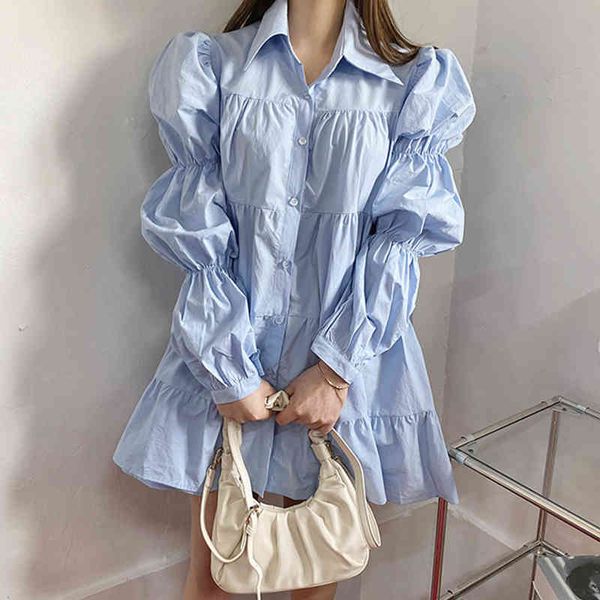 casual dresses korean spring simple lapel age reduction lantern sleeve short skirt single-breasted loose shirt long-sleeved dress, Black;gray
casual dresses korean spring simple lapel age reduction lantern sleeve short skirt single-breasted loose shirt long-sleeved dress, Black;gray