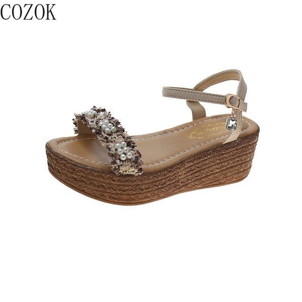 new women's sandals casual fashion all-match outdoor shoe upper pearl modification trend platform women's shoes, Black
new women's sandals casual fashion all-match outdoor shoe upper pearl modification trend platform women's shoes, Black
