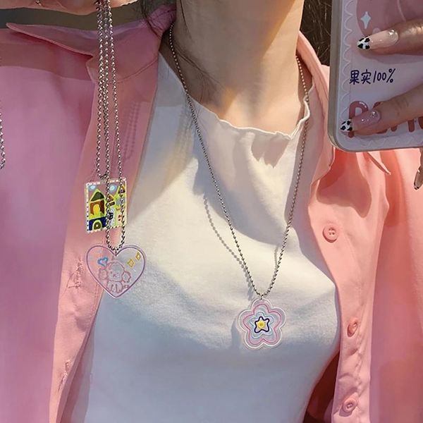 chains 2021 cute sweet flower necklace for women student transparent acrylic love heart square pendent clavicle chain fairy jewelry, Silver
chains 2021 cute sweet flower necklace for women student transparent acrylic love heart square pendent clavicle chain fairy jewelry, Silver