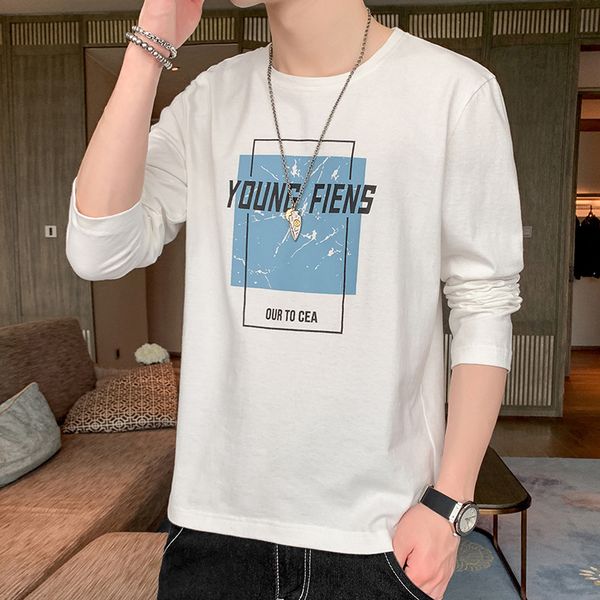 men's street t-shirt 2021 autumn and winter youth leisure loose cotton men's long sleeve t-shirt, White;black
men's street t-shirt 2021 autumn and winter youth leisure loose cotton men's long sleeve t-shirt, White;black