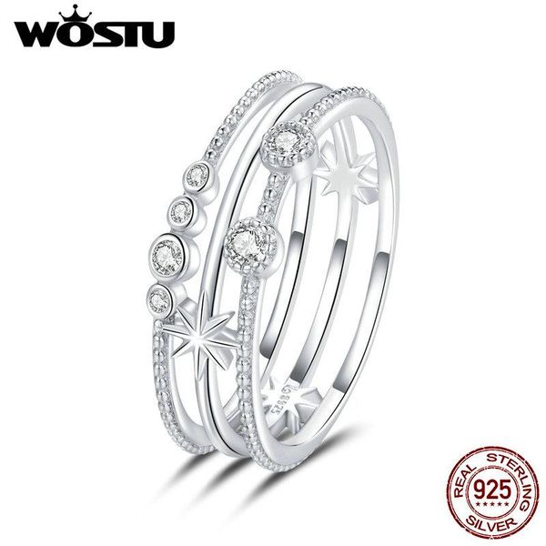 cluster rings wostu winter arrival 925 sterling silver star for women simple cz geometry finger s925 fine jewelry gift dar156, Golden;silver