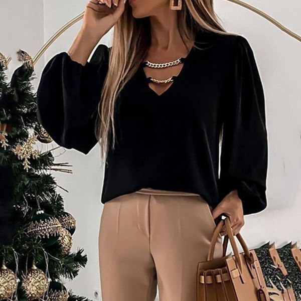 elegant loose long-sleeved v-neck chain decoration splicing shirt woman fashion casual solid color blouse spring summer crop, White
elegant loose long-sleeved v-neck chain decoration splicing shirt woman fashion casual solid color blouse spring summer crop, White