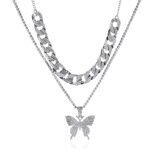 pendant necklaces fashion exaggerated thick chain big butterfly necklace for women statement layered cuban double neck jewelry, Silver
pendant necklaces fashion exaggerated thick chain big butterfly necklace for women statement layered cuban double neck jewelry, Silver