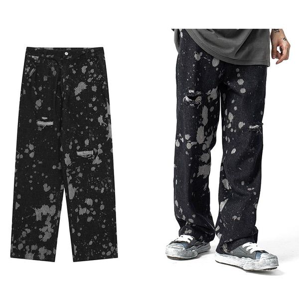 men's jeans ripped paint-splashing style graffiti denim pants streetwear harajuku hip hop motorcycle punk, Blue
men's jeans ripped paint-splashing style graffiti denim pants streetwear harajuku hip hop motorcycle punk, Blue