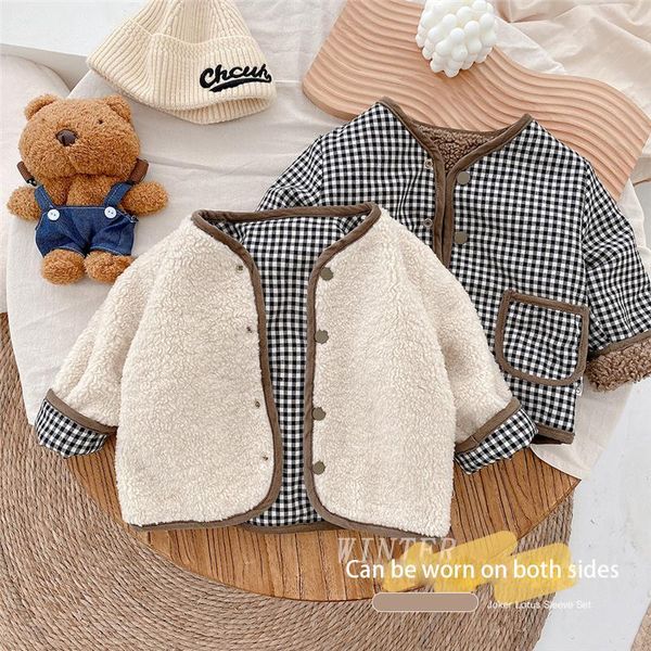 jackets baby toddler infant girls boys plaid thick cotton outerwear jacket children double side coat autumn winter kids clothes 0-6y, Blue;gray
jackets baby toddler infant girls boys plaid thick cotton outerwear jacket children double side coat autumn winter kids clothes 0-6y, Blue;gray