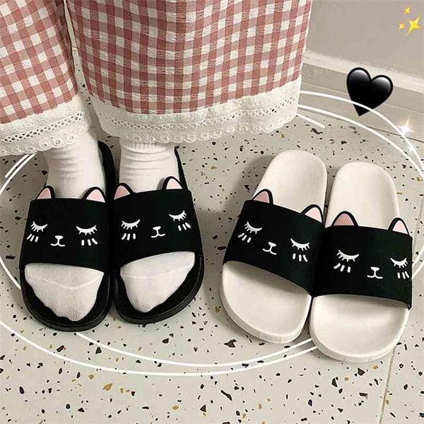 cute cartoon cat summer women indoor slippers non slip thick soft sole bathroom ladies slides sandals girls cats flat shoes 210628, Black
cute cartoon cat summer women indoor slippers non slip thick soft sole bathroom ladies slides sandals girls cats flat shoes 210628, Black