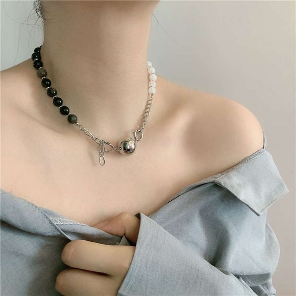 hbp 2021 new fashion niche design agate two color mosaic simple femininity necklace, Silver
hbp 2021 new fashion niche design agate two color mosaic simple femininity necklace, Silver