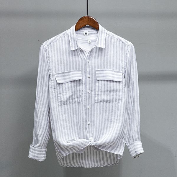 2021 new 100% primavera de linho manga longa da marca dos casuais na moda camisas para homens respirvel listrado camisa masculina c6fk, White
2021 new 100% primavera de linho manga longa da marca dos casuais na moda camisas para homens respirvel listrado camisa masculina c6fk, White