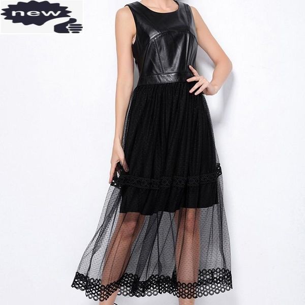 summer elegant lady black lace evening vestidos italian luxury women sheepskin genuine leather sleeveless party long dress, Black;gray
summer elegant lady black lace evening vestidos italian luxury women sheepskin genuine leather sleeveless party long dress, Black;gray