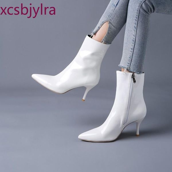 boots spring and autumn pointed stiletto heel patent leather shiny ankle party women's shoes plus size35-47, Black
boots spring and autumn pointed stiletto heel patent leather shiny ankle party women's shoes plus size35-47, Black