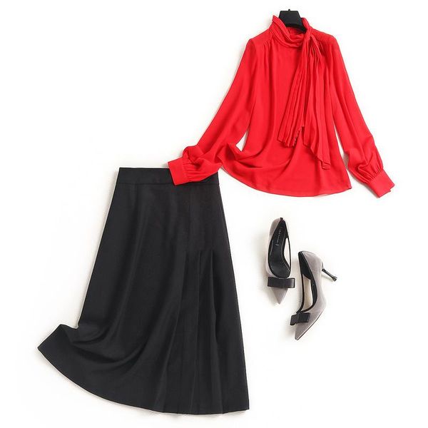 women red chiffon blouses + black skirt set spring summer 2021 elegant office lady a-line skirts two piece outfits, White
women red chiffon blouses + black skirt set spring summer 2021 elegant office lady a-line skirts two piece outfits, White