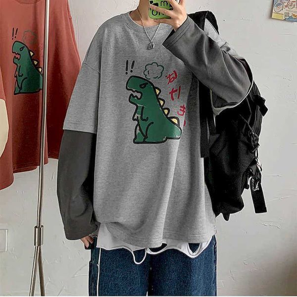 printed fake two-piece long-sleeved t-shirt autumn cartoon male female students korean version loose harajuku bf style cloth 210526, White;black
printed fake two-piece long-sleeved t-shirt autumn cartoon male female students korean version loose harajuku bf style cloth 210526, White;black