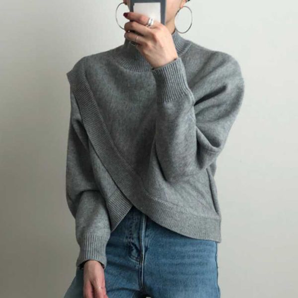 women's sweaters korean turtleneck knitted sweater women loose gray jumpers cross split pullovers autumn winter knitwear outwear vintag, White;black
women's sweaters korean turtleneck knitted sweater women loose gray jumpers cross split pullovers autumn winter knitwear outwear vintag, White;black