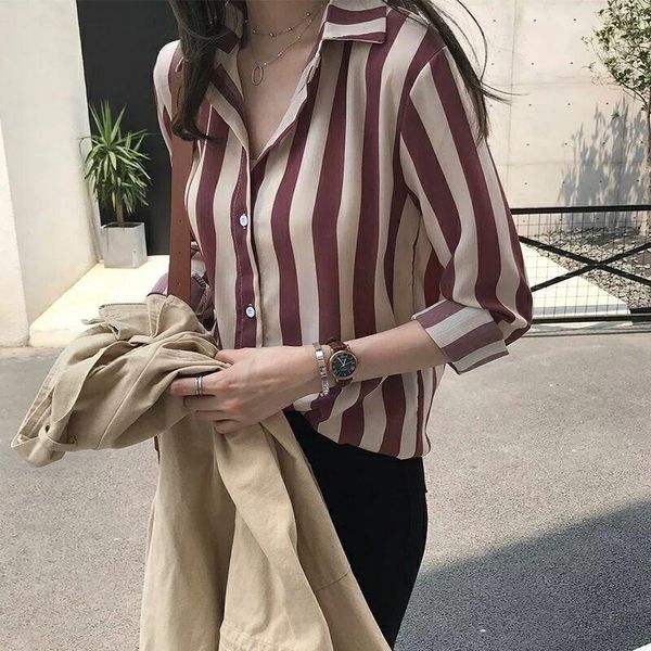 women's blouses & shirts striped shirt women spring model design long-sleeved garment fashion, White
women's blouses & shirts striped shirt women spring model design long-sleeved garment fashion, White