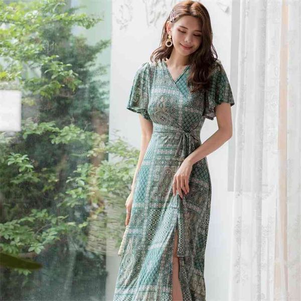 long beach dress for women summer korea short sleeve v neck bohemian elegant print sundress ladies wrap maxi dresses 210602, Black;gray
long beach dress for women summer korea short sleeve v neck bohemian elegant print sundress ladies wrap maxi dresses 210602, Black;gray